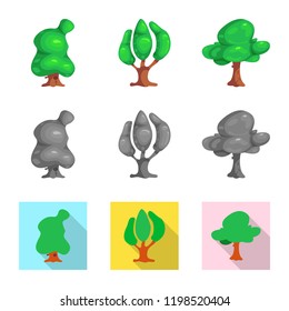 Vector illustration of tree and nature logo. Set of tree and crown vector icon for stock.