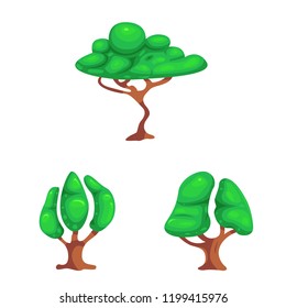 Vector illustration of tree and nature logo. Set of tree and crown stock vector illustration.