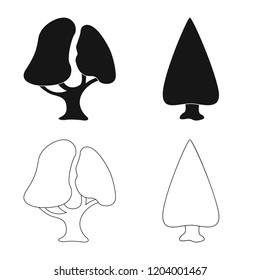 Vector illustration of tree and nature logo. Collection of tree and crown vector icon for stock.