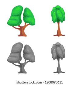 Vector illustration of tree and nature logo. Collection of tree and crown stock symbol for web.