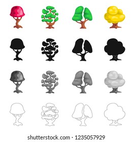 Vector illustration of tree and nature logo. Set of tree and crown vector icon for stock.