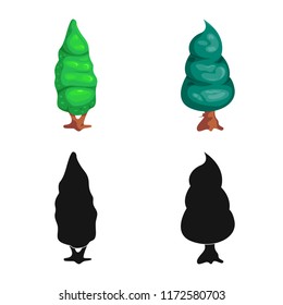 Vector illustration of tree and nature sign. Collection of tree and crown stock symbol for web.