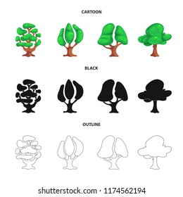 Vector illustration of tree and nature sign. Set of tree and crown vector icon for stock.