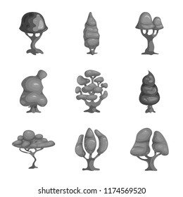 Vector illustration of tree and nature sign. Set of tree and crown stock symbol for web.