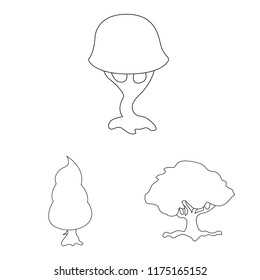 Vector illustration of tree and nature sign. Set of tree and crown stock symbol for web.