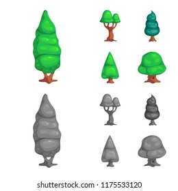 Vector illustration of tree and nature sign. Set of tree and crown stock symbol for web.