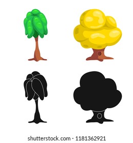 Vector illustration of tree and nature sign. Set of tree stock symbol for web.