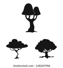 Vector illustration of tree and nature sign. Set of tree and crown stock symbol for web.