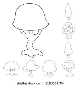 Vector illustration of tree and nature sign. Set of tree and crown stock symbol for web.