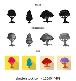 Vector illustration of tree and nature sign. Set of tree and crown vector icon for stock.