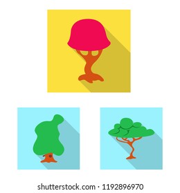 Vector illustration of tree and nature sign. Collection of tree and crown vector icon for stock.