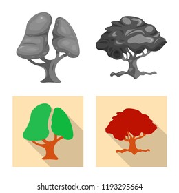 Vector illustration of tree and nature sign. Collection of tree and crown stock symbol for web.