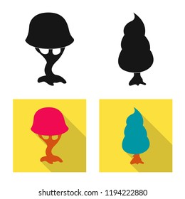 Vector illustration of tree and nature sign. Collection of tree and crown vector icon for stock.