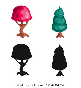 Vector illustration of tree and nature sign. Set of tree and crown stock symbol for web.