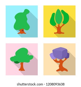Vector illustration of tree and nature sign. Collection of tree and crown stock vector illustration.