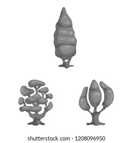 Vector illustration of tree and nature sign. Set of tree and crown stock symbol for web.