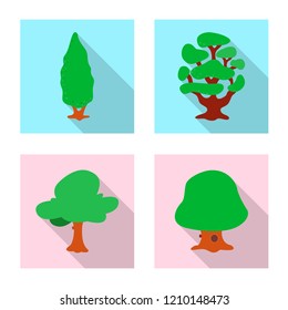 Vector illustration of tree and nature sign. Set of tree and crown vector icon for stock.