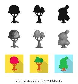 Vector illustration of tree and nature sign. Set of tree and crown vector icon for stock.