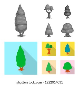 Vector illustration of tree and nature sign. Set of tree and crown stock symbol for web.