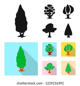 Vector illustration of tree and nature sign. Set of tree and crown stock symbol for web.