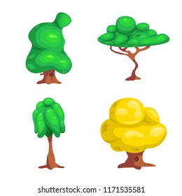 Vector illustration of tree and nature symbol. Set of tree and crown stock symbol for web.