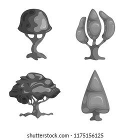 Vector illustration of tree and nature symbol. Collection of tree and crown stock vector illustration.