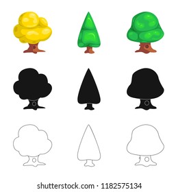 Vector illustration of tree and nature symbol. Set of tree and crown stock symbol for web.