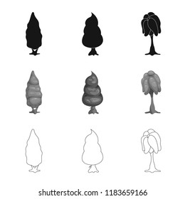 Vector illustration of tree and nature symbol. Set of tree and crown stock symbol for web.