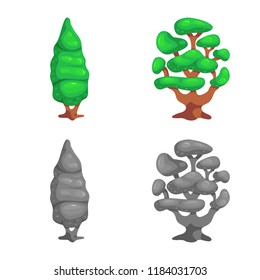 Vector illustration of tree and nature symbol. Set of tree and crown stock symbol for web.