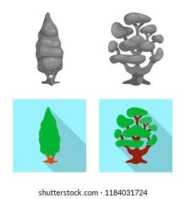 Vector illustration of tree and nature symbol. Collection of tree and crown stock vector illustration.