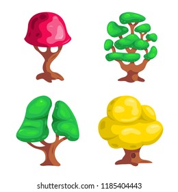Vector illustration of tree and nature symbol. Collection of tree and crown stock vector illustration.