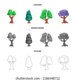 Vector illustration of tree and nature symbol. Collection of tree and crown stock symbol for web.