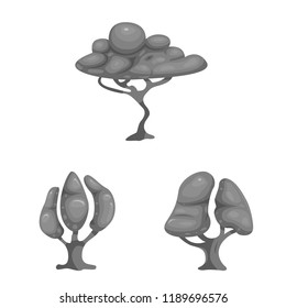 Vector illustration of tree and nature symbol. Set of tree and crown stock symbol for web.