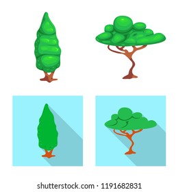 Vector illustration of tree and nature symbol. Collection of tree and crown stock symbol for web.