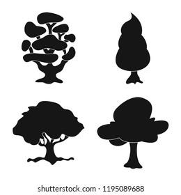 Vector illustration of tree and nature symbol. Collection of tree and crown stock symbol for web.