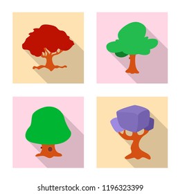 Vector illustration of tree and nature symbol. Collection of tree and crown stock vector illustration.
