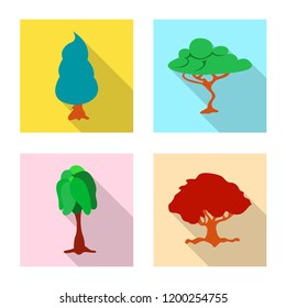 Vector illustration of tree and nature symbol. Collection of tree and crown stock vector illustration.