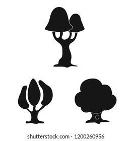 Vector illustration of tree and nature symbol. Collection of tree and crown stock vector illustration.