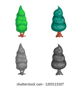 Vector illustration of tree and nature symbol. Collection of tree and crown stock vector illustration.