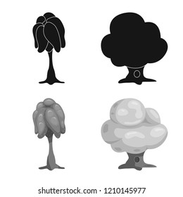 Vector illustration of tree and nature symbol. Set of tree and crown stock vector illustration.