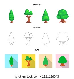 Vector illustration of tree and nature symbol. Collection of tree and crown vector icon for stock.