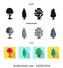 Vector illustration of tree and nature symbol. Set of tree and crown stock vector illustration.