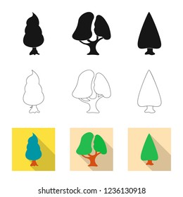 Vector illustration of tree and nature symbol. Collection of tree and crown stock symbol for web.
