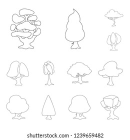 Vector illustration of tree and nature symbol. Collection of tree and crown vector icon for stock.