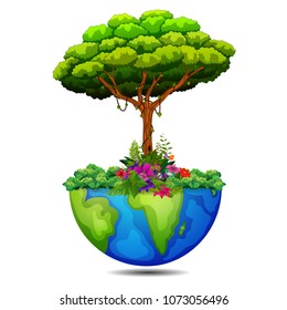 vector illustration of tree on the earth