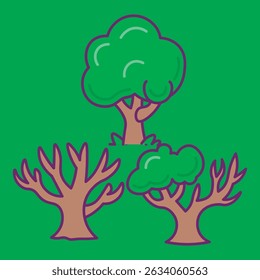 A vector illustration of a tree on a green background.