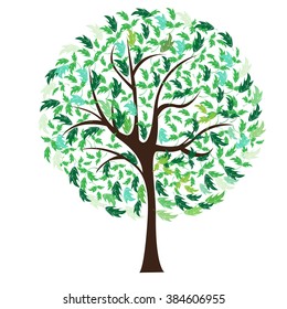 Vector illustration of tree on white background - Illustration
