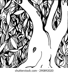 Vector Illustration of tree with ornament leaves