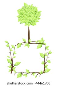 Vector illustration of tree over plant in form