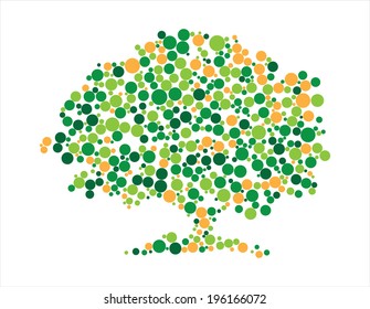 Vector illustration of tree over the white